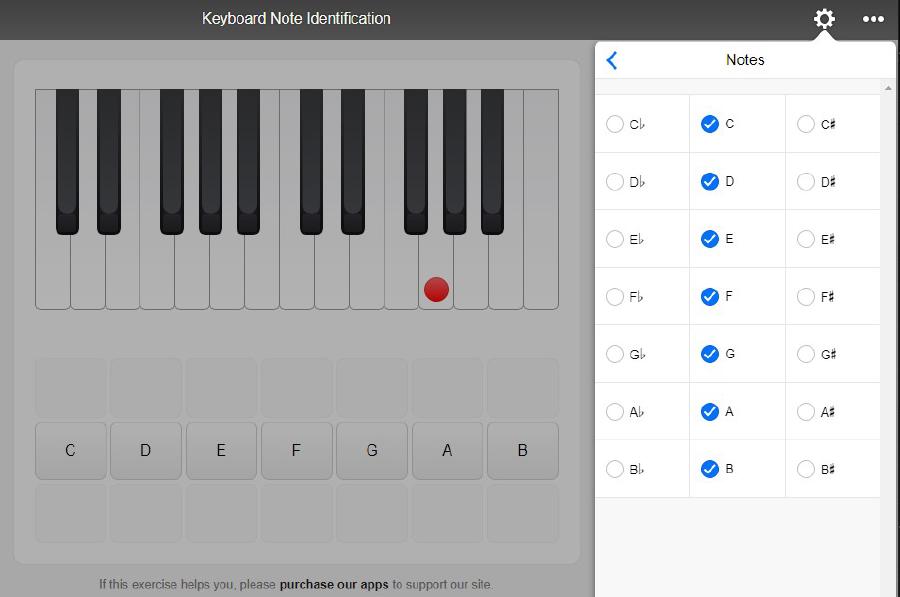 Interactive tools, like MusicTheory.net’s tool for identifying notes on the keyboard, allow you to customize an assessment to each learner’s experience level.