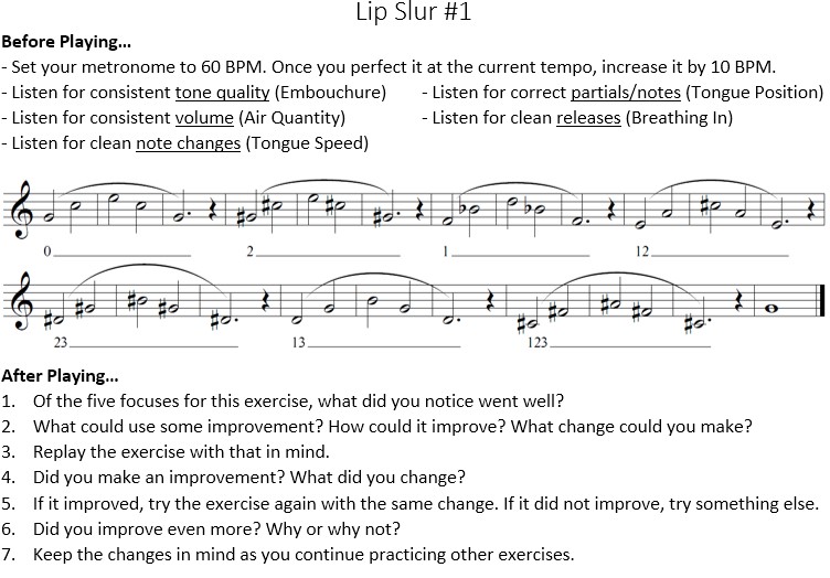 A lip slur exercise following these ideas.