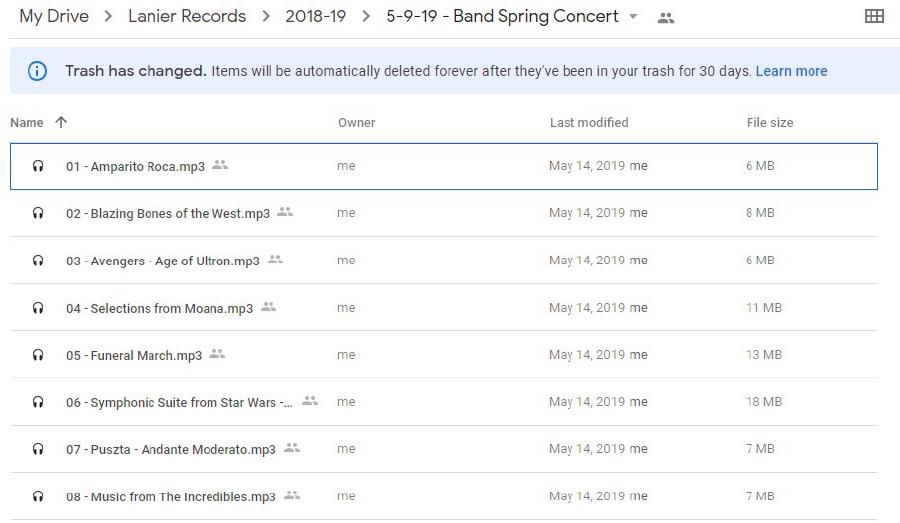 All of our recordings are compiled onto an archival Google Drive which can be accessed by faculty and staff.