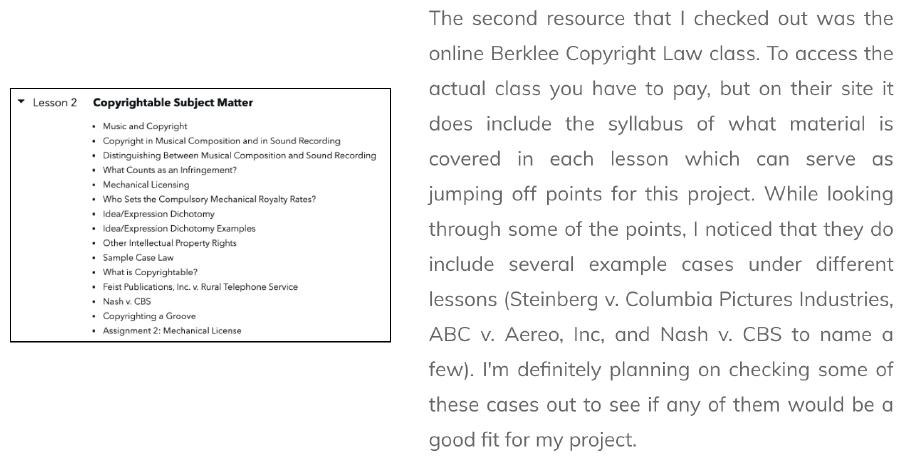 An excerpt from Kendall’s blog discussing a syllabus she discovered after I recommended look for copyright cases that are commonly used by law courses.